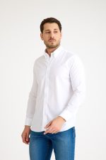 One Bull Balıksırtı Beyaz Gömlek