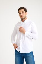 One Bull Balıksırtı Beyaz Gömlek - Görsel 8