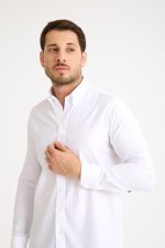 One Bull Balıksırtı Beyaz Gömlek - Görsel 5