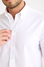 One Bull Balıksırtı Beyaz Gömlek - Görsel 4