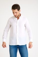 One Bull Keten Gömlek Beyaz - Görsel 2