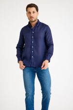 One Bull Keten Gömlek Lacivert