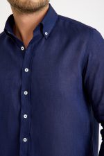 One Bull Keten Gömlek Lacivert - Görsel 4