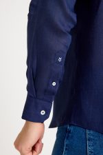 One Bull Keten Gömlek Lacivert - Görsel 3