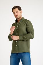 One Bull Keten Gömlek Yeşil - Görsel 7