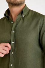One Bull Keten Gömlek Yeşil - Görsel 2