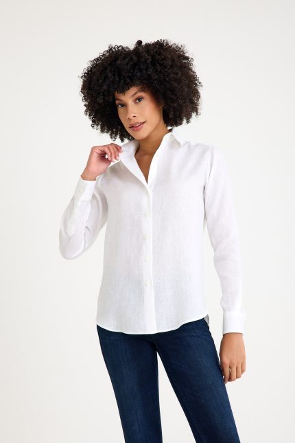 One Bull Basic Linen White Shirt
